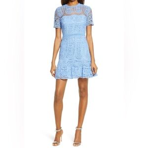 SAYLOR 
Collier Lace Minidress - Blue SIZE LARGE NEW crochet eyelet